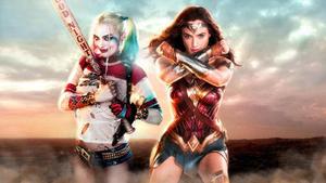 Best Friends! Wonder Woman and Harley Quinn team up harley quinn wallpaper