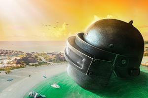 BGMI Giant Helmet On Beach bgmi wallpaper