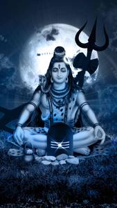 Bholenath HD Shiva Lotus Pose Full Moon Wallpaper