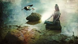 Bholenath HD Shiva Sculpture Pond Wallpaper
