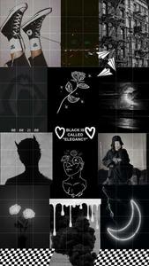 Black Aesthetic Collage On Checkered Platform Background black aesthetic wallpaper