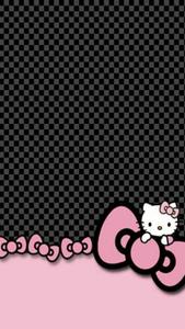 Black Grid Cute Pink Hello Kitty cute pink hello kitty wallpaper