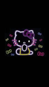 Black Hello Kitty Neon With Ribbons black hello kitty wallpaper