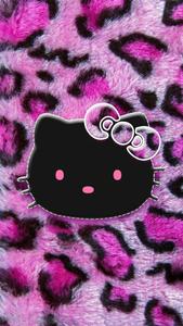Black Hello Kitty On Animal Print black hello kitty wallpaper