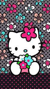 Black Hello Kitty With Flowers black hello kitty wallpaper