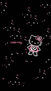 Black Hello Kitty With Stars Wallpaper