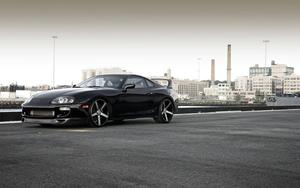 Black Toyota Supra Near City Bay toyota supra wallpaper