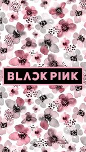 Blackpink Logo Over Black and Pink Flowers blackpink logo wallpaper