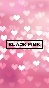 Blackpink Logo Over Pink Bokeh Hearts blackpink logo wallpaper