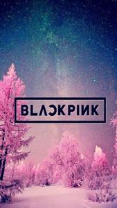 Blackpink Logo Over Pink Snowy Forest blackpink logo wallpaper