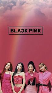 Blackpink Logo Over Rainbow blackpink logo wallpaper