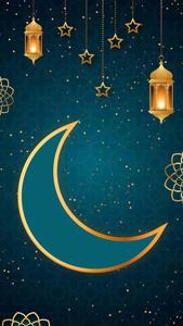 Blue Crescent Moon Islamic Background Wallpaper