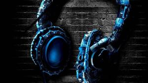 Blue Metallic Headphone Chromebook Background chromebook wallpaper