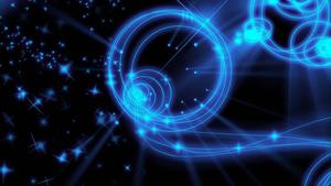 Blue Neon Orb spins its way through the night sky animated wallpaper
