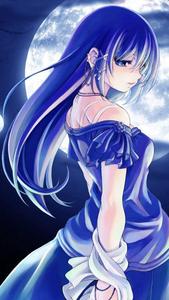 Blue-Themed Cute Anime Girl iPhone cute anime girl iphone wallpaper