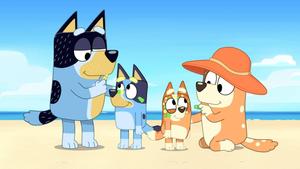 Bluey And Bingo With Sunscreen bluey wallpaper