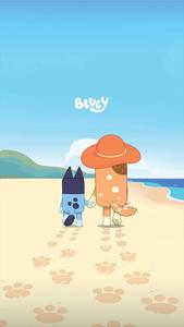Bluey And Chilli At The Beach bluey wallpaper