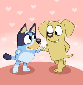 Bluey And Lucky With Hearts bluey wallpaper