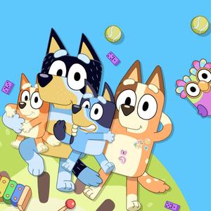 Bluey Heller Family Picture Lying Together bluey wallpaper