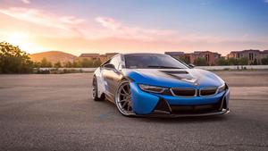 bmw i8 concept car at sunset 4k bmw wallpaper