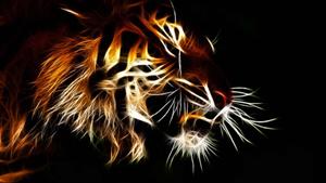 Bold and Majestic Tiger Rising from a Digital Canvas tiger wallpaper