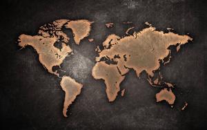 Brass World Map on a Black Stone Background world map wallpaper
