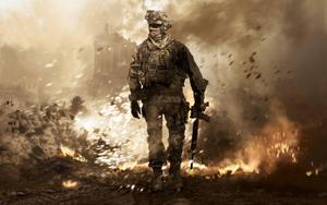 Brave Soldier Facing Down the Enemy in Call of Duty call of duty wallpaper
