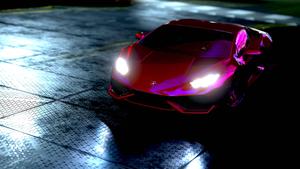 Bright Lights, Big City: Red Lamborghini Huracan Includes Neon Glow lamborghini wallpaper