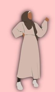 Brown Cartoon Hijab Pink Background hijab cartoon wallpaper