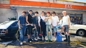 BTS Group Photo At Carwash Station bts group photo wallpaper