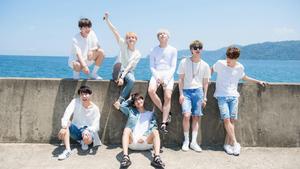 BTS Group Photo Near Ocean bts group photo wallpaper