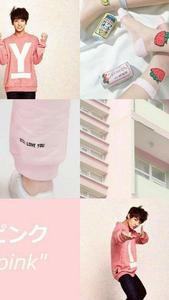 BTS JK Pink Themed Collage bts jk wallpaper