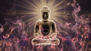 buddha in flames with a golden halo buddha wallpaper