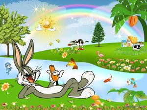 Bugs Bunny Taking a Much Needed Break cartoon wallpaper
