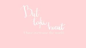 but take heart i have overcome the world pink laptop wallpaper