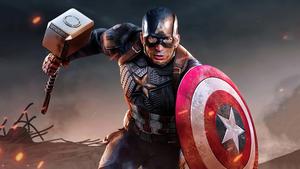 Captain America Steve Rogers With Thor Hammer Background captain america wallpaper