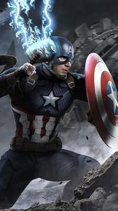 Captain America Wielding Mjölnir Background Illustration captain america wallpaper