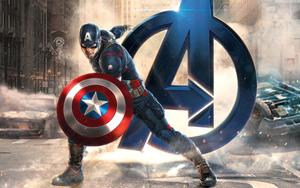 Captain America With Avengers Logo Background captain america wallpaper