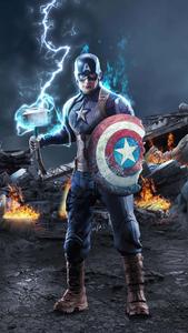 Captain America With Mjölnir Full Shot Background captain america wallpaper