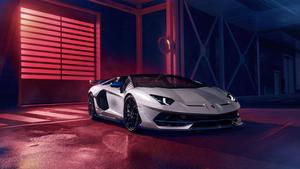 A stunning Lamborghini Aventador SVJ Xago in midnight blue lamborghini wallpaper