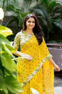 Captivating Keerthi Suresh in Yellow Floral Dress keerthi suresh wallpaper