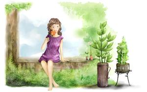 Captivating Korean Anime Girl in Watercolor Style korean anime girl wallpaper