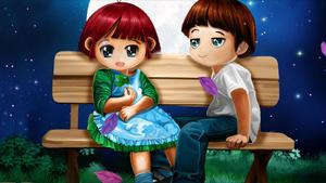 Cartoon 3D Love Couple cartoon wallpaper