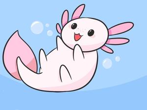 Cartoon Axolotl In Blue axolotl wallpaper