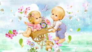 Cartoon Babies Playing cartoon wallpaper