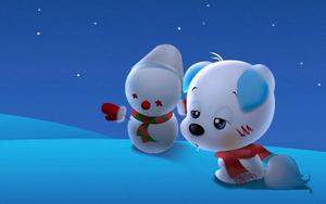 Cartoon Dog And Snowman cartoon wallpaper