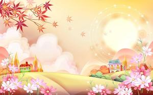 Cartoon Houses On Hills cartoon wallpaper