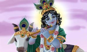 Cartoon Krishna And White Cow cartoon krishna wallpaper