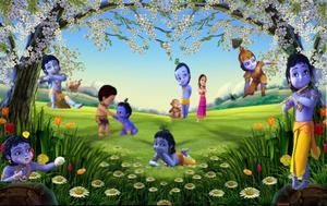 Cartoon Krishna Garden Background cartoon krishna wallpaper