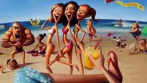 Cartoons Girls On The Beach Side  Wallpaper